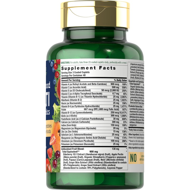 Nature's Fortune Whole Food Multivitamin with Probiotics | 120 Coated