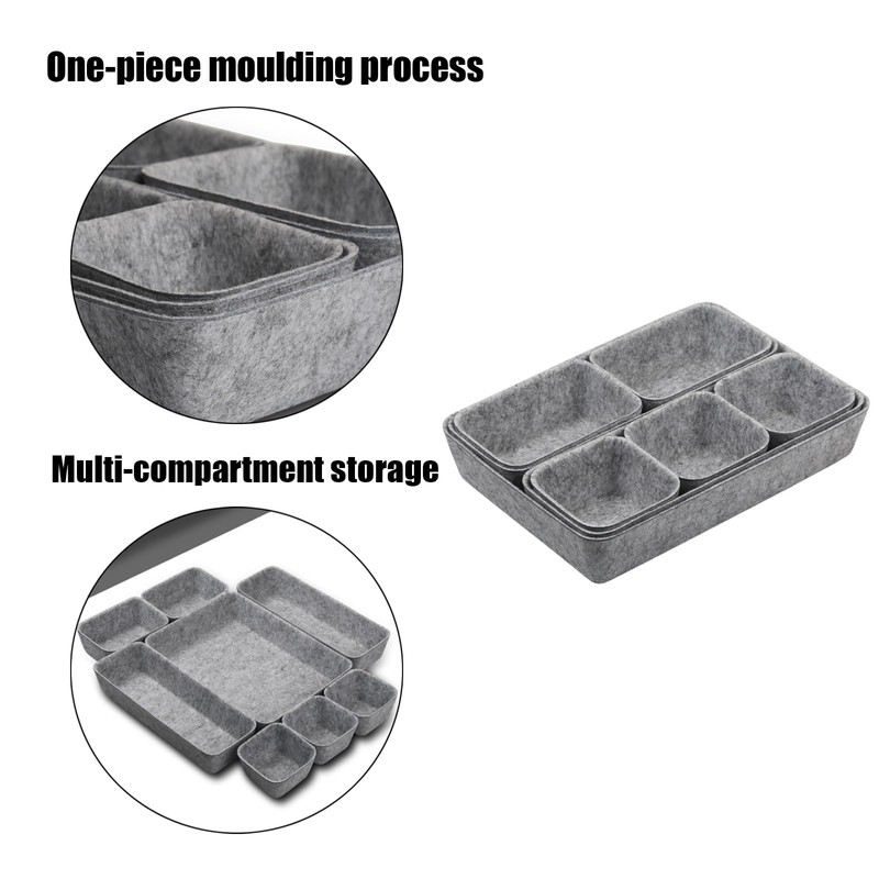Eabdice 8 Pieces Felt Drawer Organiser, Felt Storage Boxes, Felt