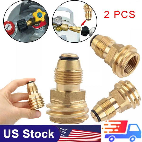 Unbranded 2x Propane Tank Adapter: Solid Brass, Convert POL to