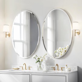 Luxbaro 2 Pack 24x36 Inch Frameless Oval Bathroom Mirror, Bathroom Mirror for Over Sink, Beveled and Polished, Decorative Wall Mirror for Bathroom, Bedroom, Vanity, Entryway, Modern & Elegant Look