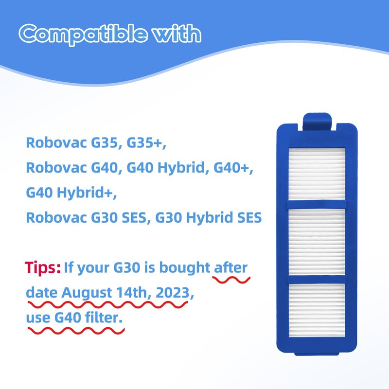 4 Pack Filters Compatible with eufy RoboVac G40, G40 Hybrid,