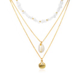 AllJunction Gold Conch Puka Shell Charm Layered Necklaces Dainty Ocean Sea Shells Pendant Choker Beachy Beach Seashell Stacked Necklace Vacation Jewelry for Women (Conch)
