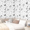 EPPKILY Black and White Dog Wallpaper Peel and Stick White