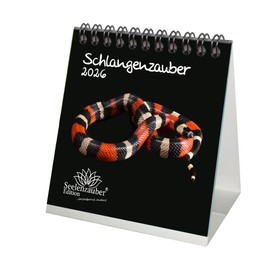 Snake Magic Desk Calendar 10 cm x 10 cm for 2026 – Gift Set Contents: 1 x Calendar, 1 x Christmas Pendant, 1 x Greeting Tag (3 Pieces Total)