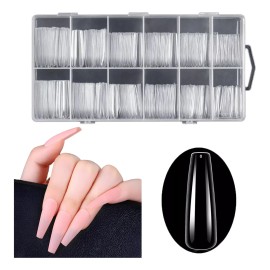 Soft Gel 240 Tips Uñas Postizas Acrílicas Diferentes Modelos Color Transparente Cuadrado