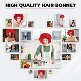 BE BEAUTIFUL EXTENSIONS tie Bonnet for women girls night bonnnts sleeping bonnets for natural curly braids adjustable bonnets with tie red
