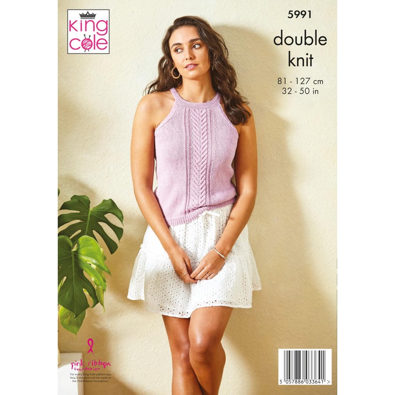 King Cole Ladies DK Knitting Pattern Stocking Stitch or Cable