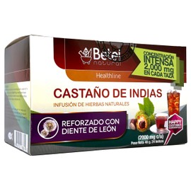 Premium Castanos de Indias (Horse Chestnut) Tea Reinforced with Dandelion by Betel Natural - Promotes Healthy Circulation - 24 Tea Bags