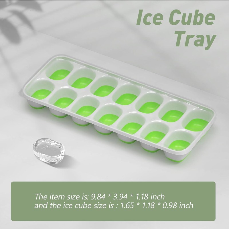 Ice Cube Tray with Lid, 2 Packs 28 Cubes Durable