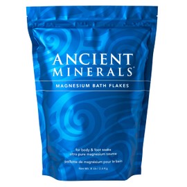 Ancient Minerals Magnesium Bath Flakes – Pure Zechstein Magnesium Chloride for Soaking and Whole-Body Replenishment, 8 lb Bag
