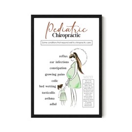 Pediatric Chiropractic Poster - Family Chiropractor - Chiropractic Office Wall Decor - Pregnancy Poster - Prenatal Chiropractor Poster Decor Office - Medical Room - Poster 11X17 Inch Unframed, White