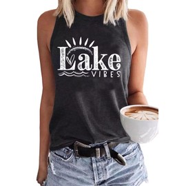 Lake Life Tank Tops Women Casual Summer Sleeveless Graphic Lake Mode Tank Vest Shirt Funny Vacation Holiday Tee Tops (X-Large, Gray-1)