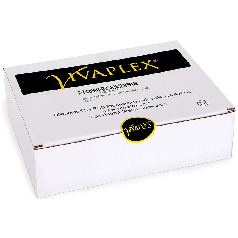 Vivaplex, 12, Green, 2 oz, Round Glass Jars, with Inner