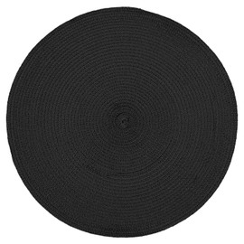 Black Placemats Set of 4 Plastic Round Braided Placemats Woven Place Mat Heat Resistant Non-Slip Tablemats for Kitchen Dining Tables,15 Inches