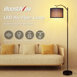 BoostArea Floor Lamp for Living Room,Arc Floor Lamp with Remote Control,Stepless Dimmable Brightness & Colors Temperature 2700k-6500k,Modern Standing Lamp for Bedroom Study Room Office,Blue