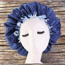 Sleep Perm Brush Dyeing Vinyl Satin Banding Night Care Treatment Hair Cap S873 2 Pieces Navy / 수면 파마용브러시 염색비닐 새틴 밴딩 나이트케어 트리트먼트 헤어 캡 S873 2개 네이비