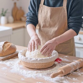 Mepple Sourdough Bread Baking Supplies,10" Round and 11" Oval Cotton Rope Banneton Proofing Basket with Liners & Covers，Ideal for Artisanal Breadmaking for Home and Professionals Bakers Baking