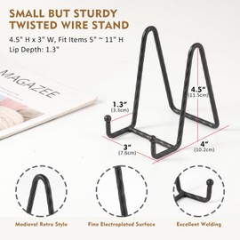 Plate Holder Easel Display Stand, 4.5 Inch Thickened Twisted Metal Wire Plate Stands, Sturdy Picture Frame Stand, 3 Pack Tabletop Easels for Display Decorative Plates, Pictures, Books, Photo-Black