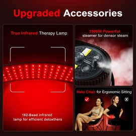 HyberVital Infrared Sauna Box Ultra Detox, Newly Upgraded Portable Home Sauna with 4L 1500W Steamer, Heats Up to 130℉, Spacious Tent & Ergonomic Chair for Personal Detox Spa