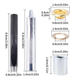 KJLEEN 140 Sets Grommet Tool Kit, 8mm Gold Silver Eyelet Punch Kit, Metal Grommets Eyelets Set, Brass Grommet Eyelet Kit for Fabric Leather Canvas Curtains Tarpaulins Clothing Bag Craft (Gold+Silver)