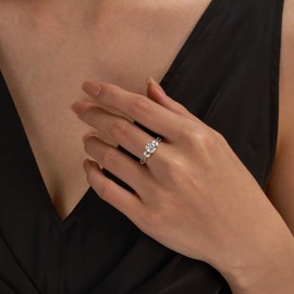 EPI Moissanite Engagement Rings for Women,Promise Rings 925 Sterling Silver with White Gold Plated,with 4-Prong Prong Setting D Color VVS1 Wedding Band Lab Created Diamond Ring 1/1.5/2/3/15CT