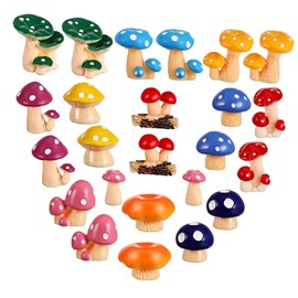 jojofuny 24pcs Miniature Resin Mushroom Ornaments for Garden Decoration Sturdy DIY Fairy Garden Accessories with Simulation Mushrooms Portable Tiny Figurines for Terrariums and Outdoor
