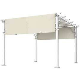 Outsunny 2 PCS 4 x 16ft Pergola Canopy Replacement, UV Protection Shade Cover, Easy to Install for 10 x 10ft Pergola, Cover ONLY, Cream White