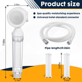 HUDLL Travel Filter Shower Head Kit-Attached Shower Hose,Visible Filtered Shower Head Carbon & shower pipes made of PVC material|Good for Dry skin & Hair, Travel, RV, Bathroom