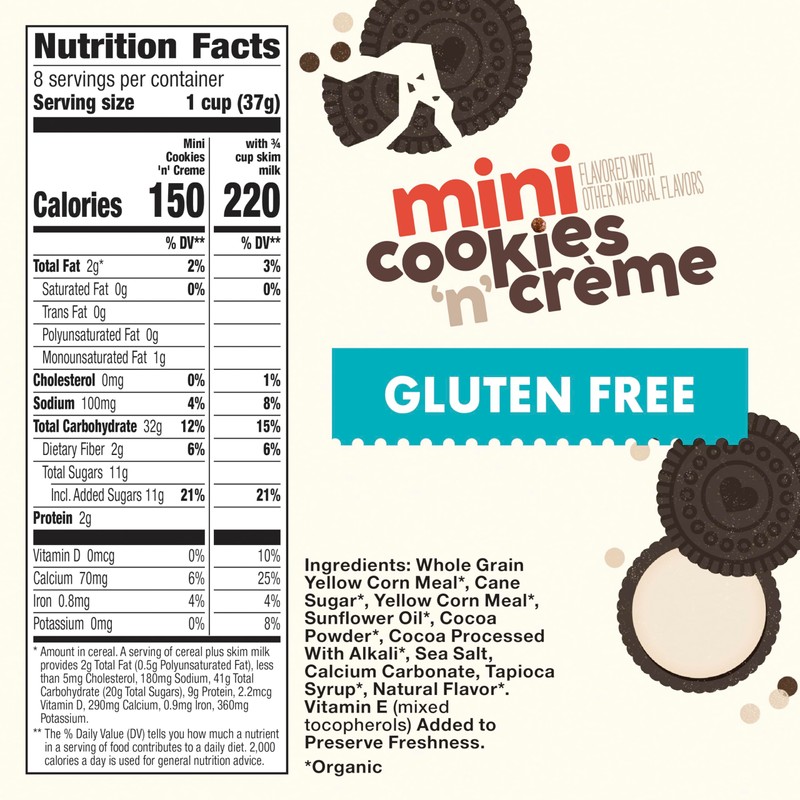 Cascadian Farm Organic Mini Cookies 'n' Crème, Gluten Free Cereal,