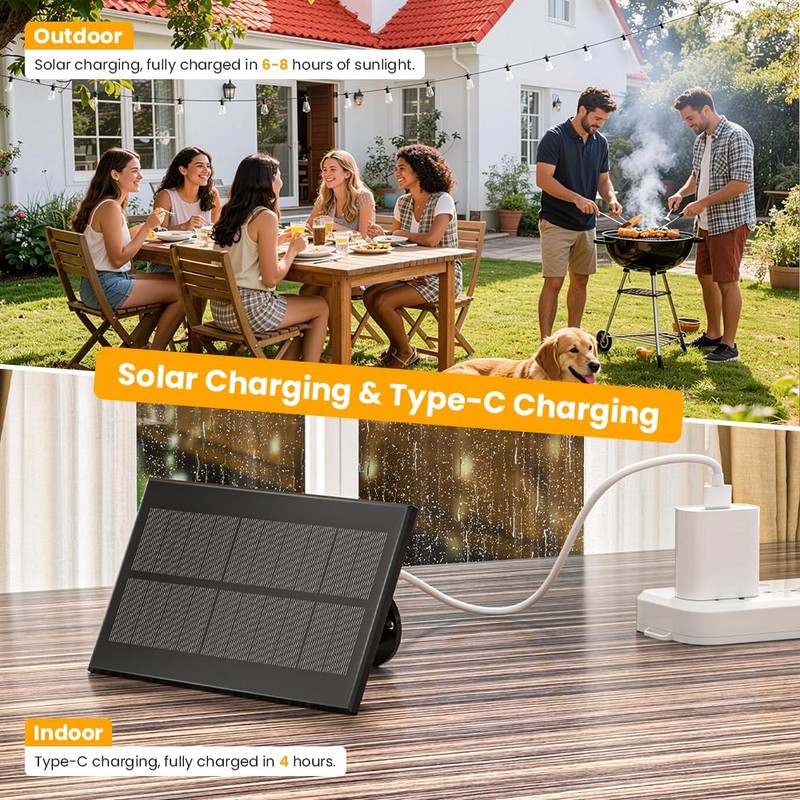 100FT Solar String Lights Outdoor Waterproof IP65 with USB-Charging ,