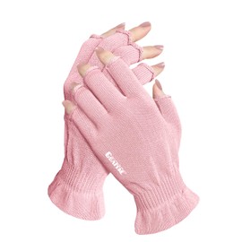 GSAFEME Cotton Gloves for Dry Hands - Fingerless Touchscreen Moisturizing Gloves for Sleeping - Cotton Eczema Gloves for Men and Women, Pink S/M 1 Pair