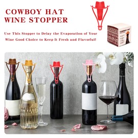 Cowboy Hat Wine Stopper Cute Silicone Wine Bottle Stopper Fun Red Wine Champagne Accessories Reusable Bottle Stoppers Corks Bottle Caps Funny Western Gifts Stuff for Women Men Party Decorations