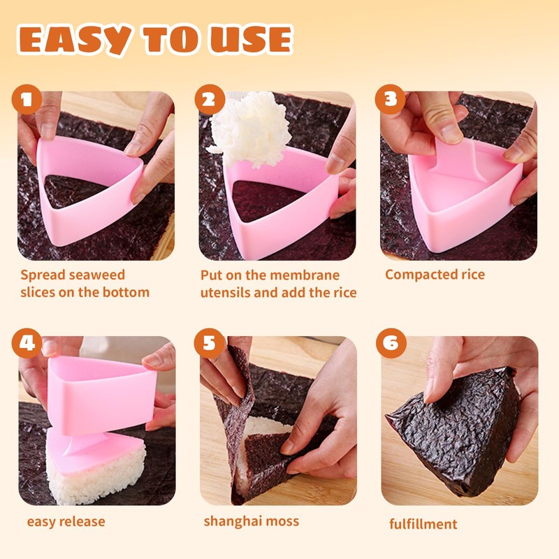 Auiremrti Pack of 2 onigiri moulds, beige rectangular onigiri maker,