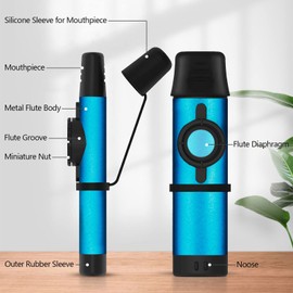 Electric Kazoo With Pickup, Professional Metal Kazoo with 5 Pcs Extra Membranes, 9.8ft Replaceable Cable and Jack, Adjustable Tone Music Instrument for Kids/Adults/Music Lovers(Electric Blue)