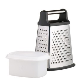 MasterClass Stainless Steel Box Grater with Container, 23 cm (9 Inch),Black