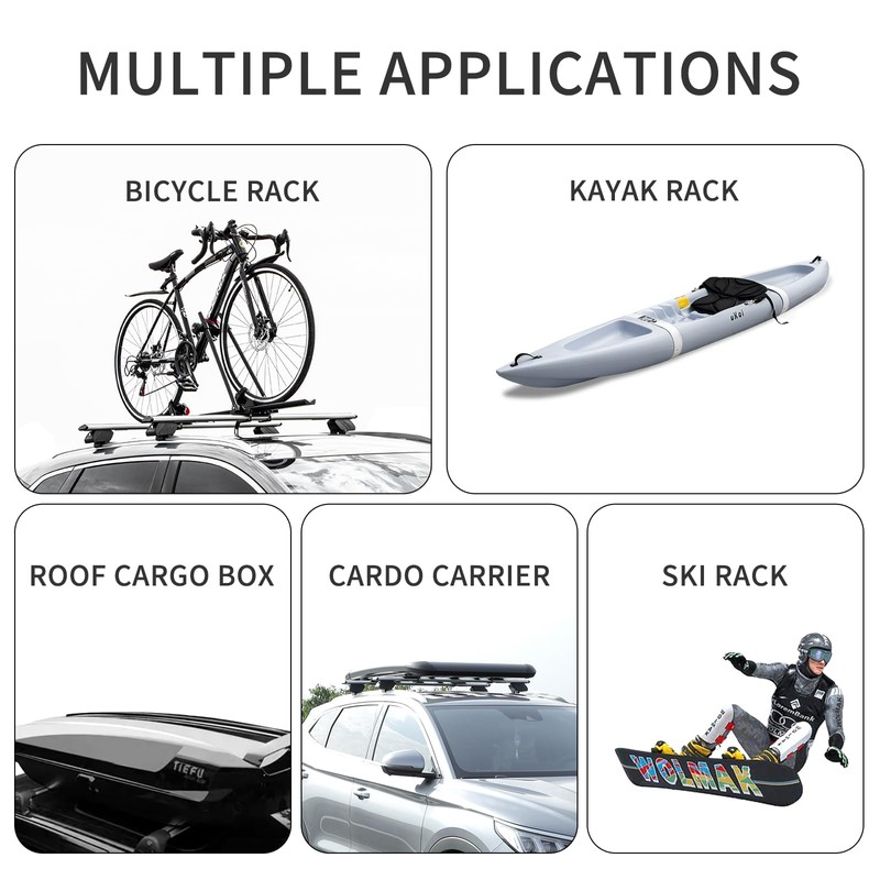 MAXSOUGH Universal Roof Rack Thick Aluminum Cross Bars,Adjustable Lockable Roof