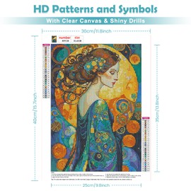 QENSPE 5D Vintage Diamond Painting Set for Adults, Diamond Painting Goddess Diamond Art Painting DIY Crystal Rhinestone Diamond Art Craft for Beginners Home Wall Decor 30 x 40 cm