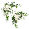 Ling's Moment 2PCS White & Green Artificial Floral Swags Table