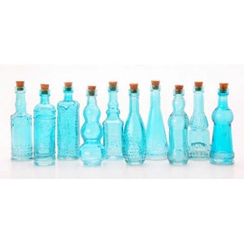 Darice Glass Bottle Blue 5 Inch (Assorted Style) - 10