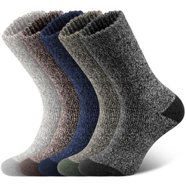 SIHOHAN Merino Wool Socks Mens Thermal Socks 5 Pairs Extra Warm Breathable Hiking Winter Sock for Outdoor Ski Sports, Multicolor 3, UK 6-11