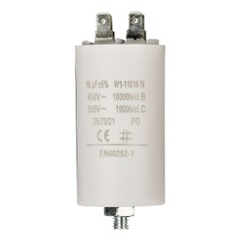 Invero Cylinder Shaped Run Motor Pump Capacitor 16.0uf - 450V Earthed - Dimensions: 40 x 71 mm - White