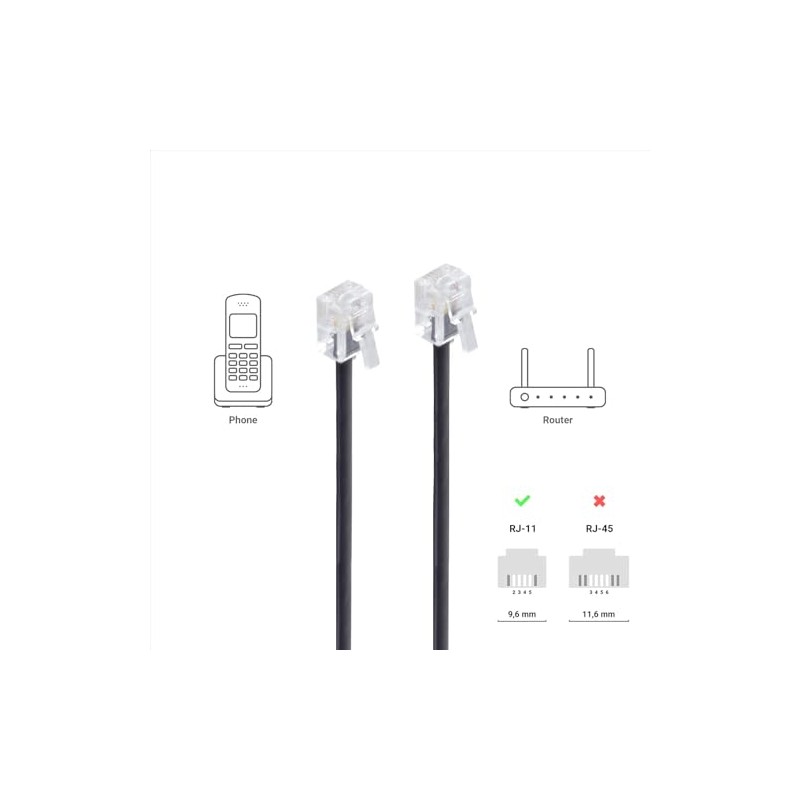 PADCR Telephone Cable RJ11 Modular Cable 6P4C Western Cable RJ11