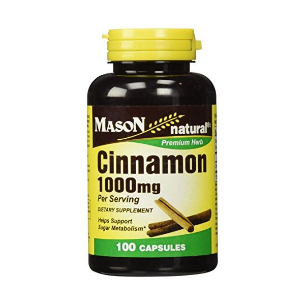 Cinnamon 1000 mg Natural Dietary Supplement Capsules by Mason 100