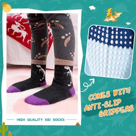 SEEYAN Baby Socks Toddler Grips Socks Kids Non Slip Cotton Crew Socks Infant Anti Skid Socks For Children Boys Girls (3-5 Years, Cartoon B)