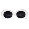 JUSLINK White Retro Oval Sunglasses for Women Mod Thick Frame