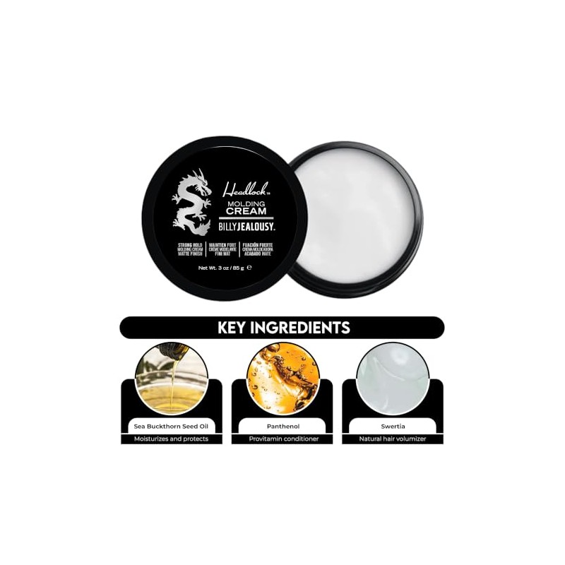 Billy Jealousy Headlock Hair Molding Cream, 3 Ounce