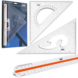 Mr. Pen Architectural Triangular Ruler Set with 12 Inch Triangular Scale, 11 Inch 30/60 and 8 Inch 45/90 Triangles