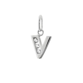 NKlaus Letter V Small Pendant 925 Sterling Silver 8 mm Alphabet Zirconia 9193, Precious metal, Zircon gemstone.