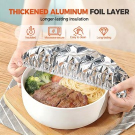 Cubiertas de Aluminio Reutilizables para Alimentos, Tapa Elástica de Papel de Aluminio Aislante Térmico, Film Fresco para Cocina, Protectores Ajustables, Conserva Calor y Frío, Resiste 110°C (30)