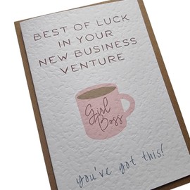Best Of Luck In Your New Business Venture Card - Girl Boss - Made In The UK